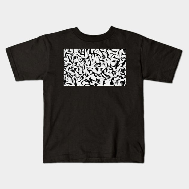 Abstract Black and Off White Camo Pattern Kids T-Shirt by badlydrawnbabe